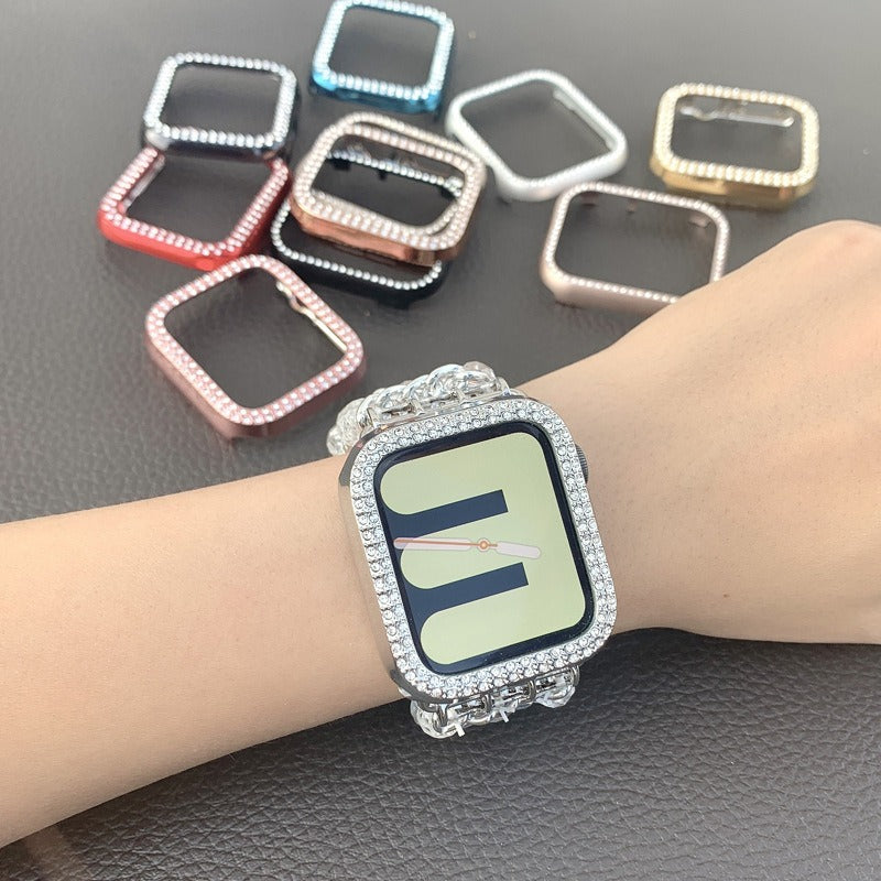 Applicable To Apple Double Row Drill Case Apple Watch 8 7 6 SE 5 432PC Drop Proof Diamond Inlaid Protective Case