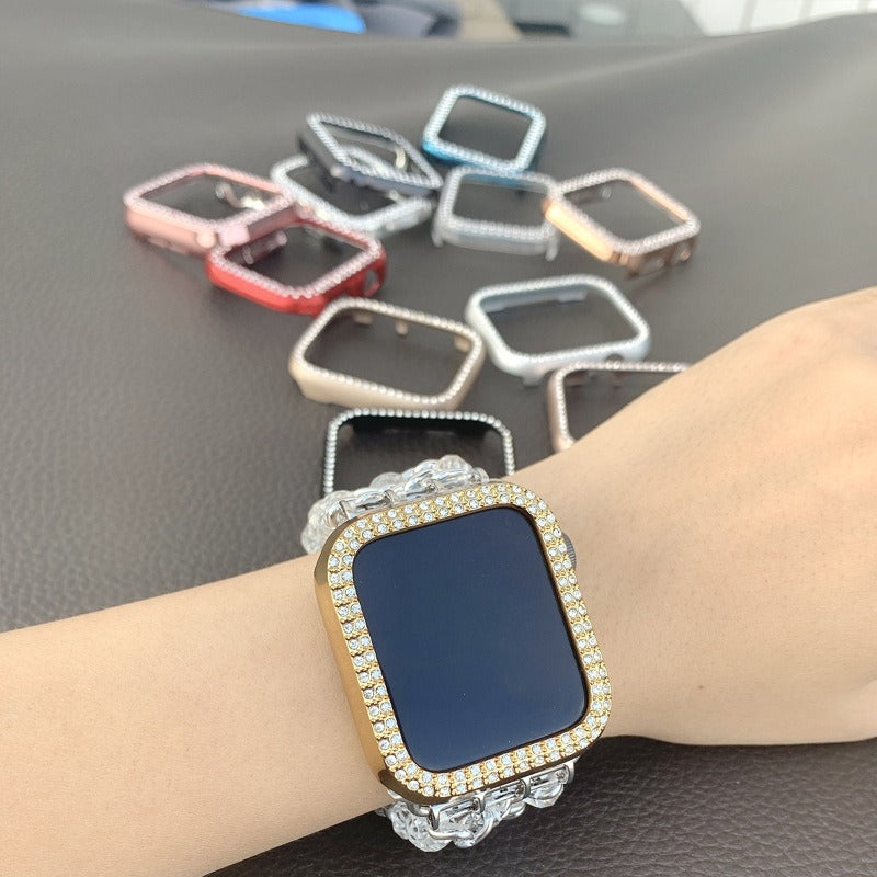 Applicable To Apple Double Row Drill Case Apple Watch 8 7 6 SE 5 432PC Drop Proof Diamond Inlaid Protective Case