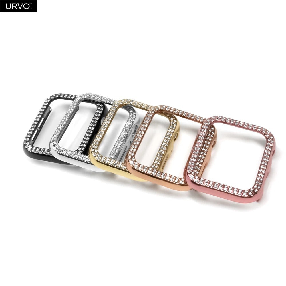 Applicable To Apple Double Row Drill Case Apple Watch 8 7 6 SE 5 432PC Drop Proof Diamond Inlaid Protective Case