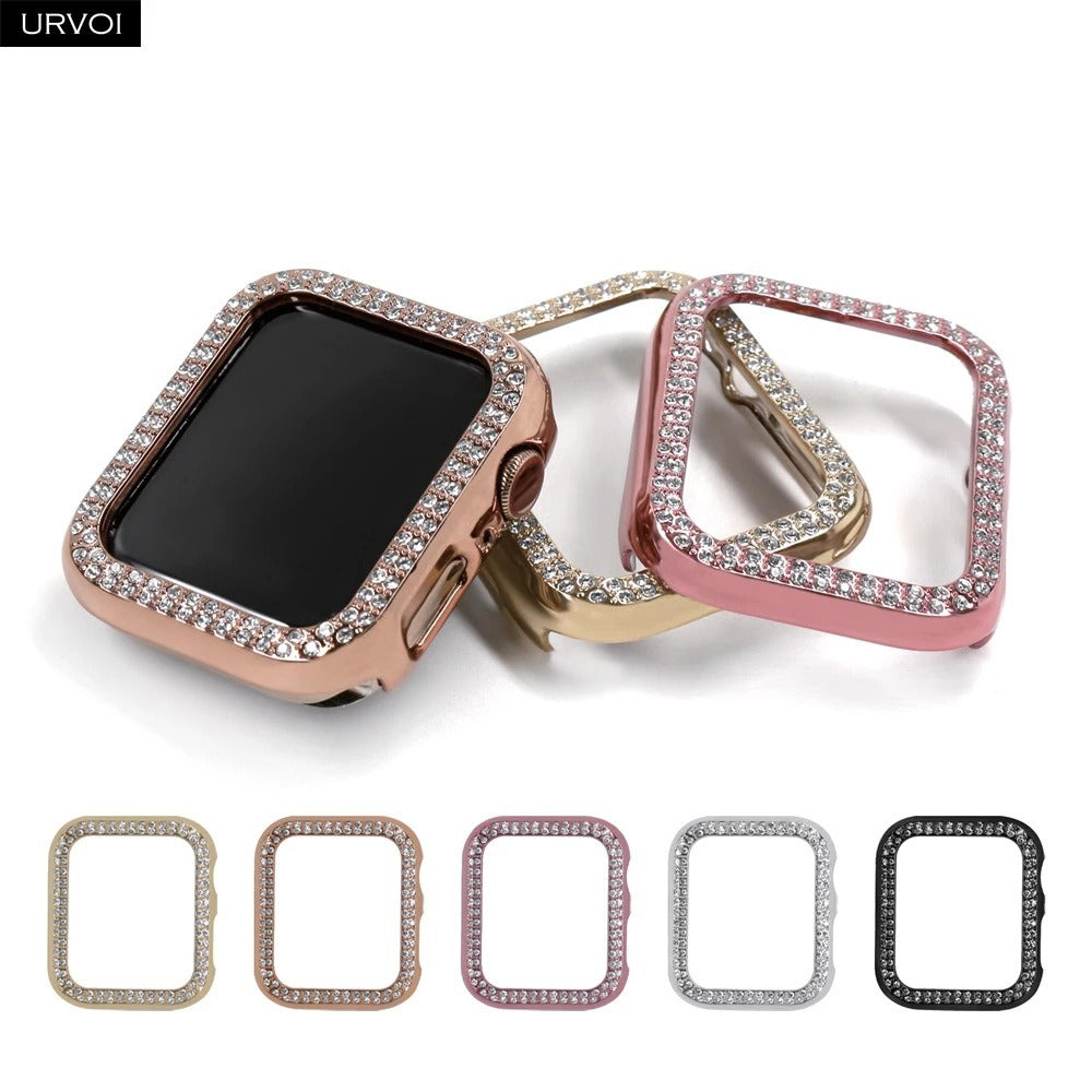 Applicable To Apple Double Row Drill Case Apple Watch 8 7 6 SE 5 432PC Drop Proof Diamond Inlaid Protective Case