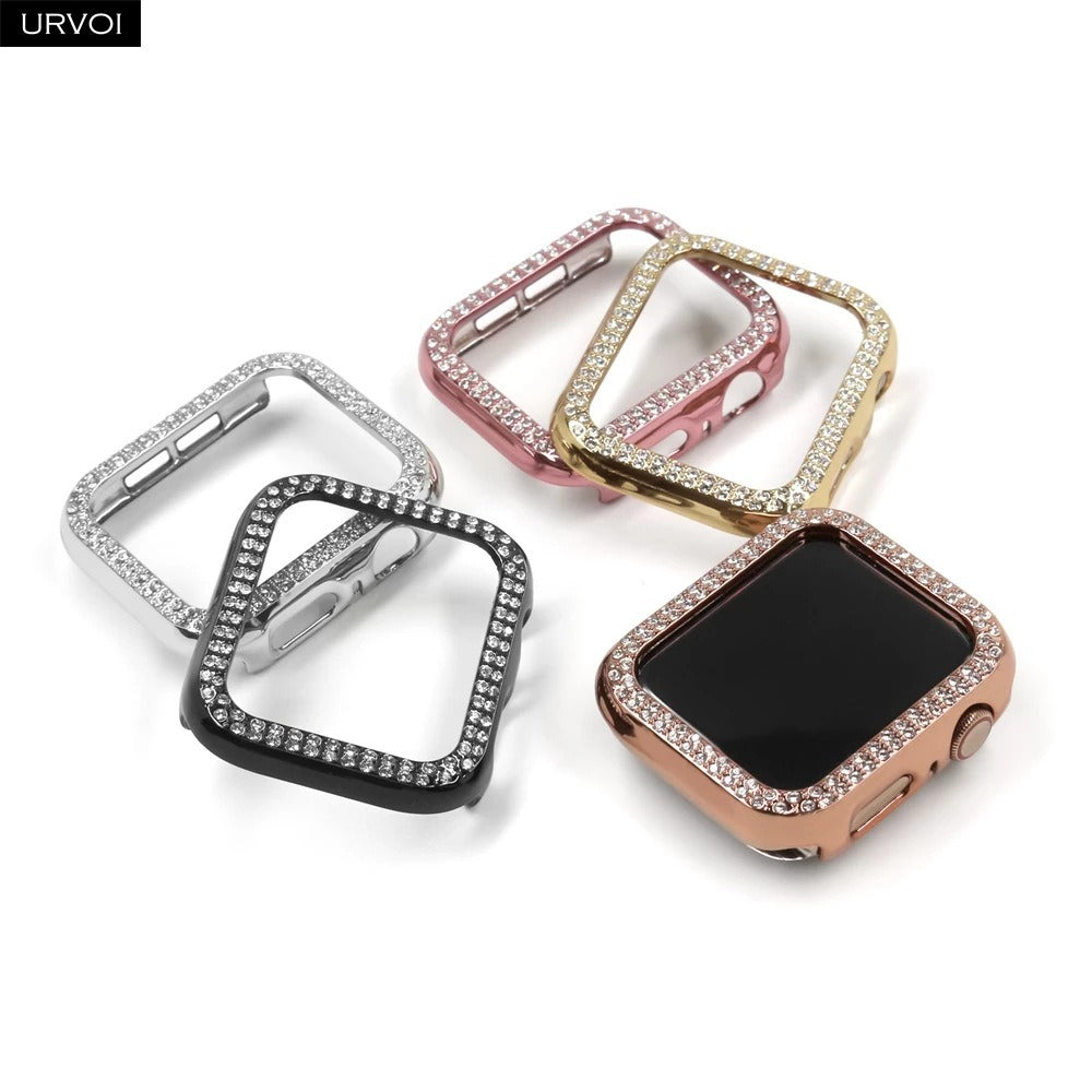 Applicable To Apple Double Row Drill Case Apple Watch 8 7 6 SE 5 432PC Drop Proof Diamond Inlaid Protective Case