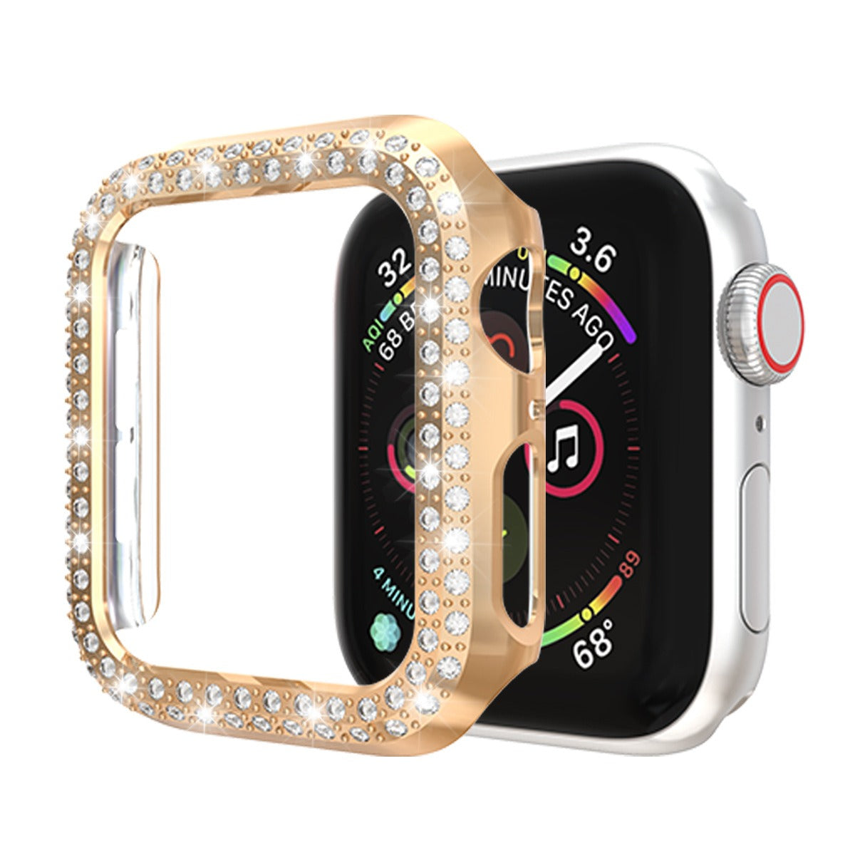 Applicable To Apple Double Row Drill Case Apple Watch 8 7 6 SE 5 432PC Drop Proof Diamond Inlaid Protective Case